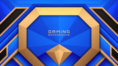 Esports Arkaplanı ve Oyuncular için Akış Sancak Tasarımı İçin Mavi ve Altın Oyun Arkaplanı
