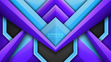 Mor ve Gökyüzü Mavisi Oyun Arkaplanı, Soyut Esports Arkaplanı, Yayınlanan Sancak Tasarımı