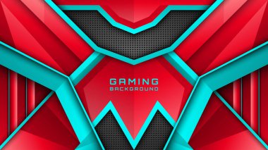 Kırmızı ve Su Mavisi Oyun Arkaplanı, Oyuncular ve Dijital Arkaplan için Esports Duvar Kağıdı Tasarımı