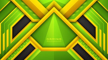 Çağdaş Oyun Arkaplanı Yeşil ve Sarı, Futuristik Esports Stili Oyuncular ve Flamalar için Dijital Arkaplan