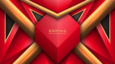 Kırmızı ve Altın Çağdaş Oyun Arkaplanı, Göstericiler ve Oyuncular için Soyut Zarif Esports Arkaplanı