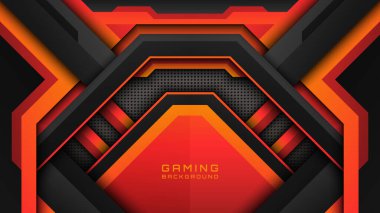 Oyun Arkaplanı: Turuncu ve Koyu Siyah, Futuristik Oyuncular ve Canlı Göstericiler için Esports Style