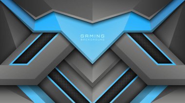 Modern Mavi ve Metal Gri Oyun Arkaplanı, Oyuncular için Esports Style Arkaplanı