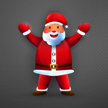 Santa Claus Illustration with Cheerful Pose, Happy Christmas Cartoon Character Design