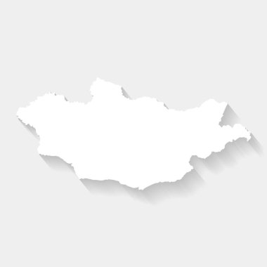 Gri arkaplan, vektör, illüstrasyon üzerinde basit beyaz Moğolistan haritası 10 dosya götürür