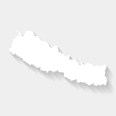 Gri arkaplan, vektör, illüstrasyon üzerinde basit beyaz Nepal haritası 10 dosya götürür