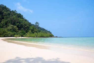 Mu Ko Surin Nation Park manzarası, güzel beyaz kumlu plaj, ve Andaman, Tayland 'da şnorkelle yüzmek için popüler mercan resifi..