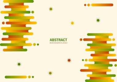 Bej arka planda damlacıkları olan soyut renkli geometrik şekiller. Düz tasarım ve pankart şablonu için daire şekilleriyle dekore et.