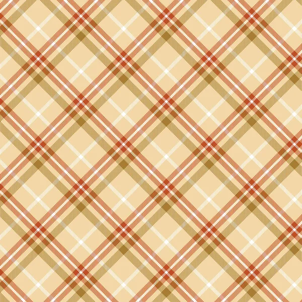 Seamless Diagonal Plaid Checkered Patterns Orange Beige Green Textile Design — Stock Vector