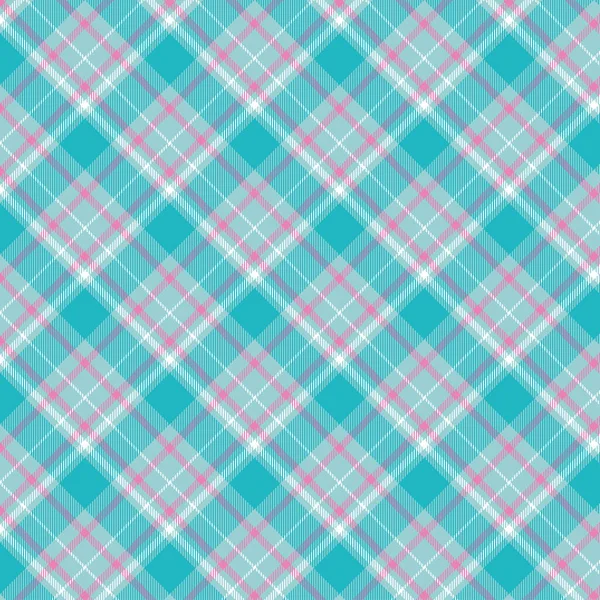 Seamless Diagonal Plaid Checkered Patterns Turquoise Pink White Textile Baby — Stock Vector