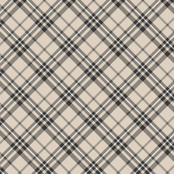 Seamless Diagonal Plaid Checkered Patterns Black Brown White Textile Design — Stock Vector