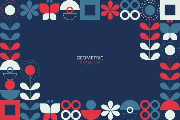Geometrik tasarım mavi ve beyaz ile koyu mavi arkaplan üzerinde, elementleri metin için kopyalama alanı ile bir çerçeve olarak düzenleyin. Vektör İllüstrasyonu.