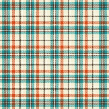 Yeşil turuncu kahverengi ve tekstil tasarımı için bej desenli kusursuz ekose desenler. Kumaş izi için kare şekilli grafik arkaplanı olan tartan desenli. Vektör illüstrasyonu.