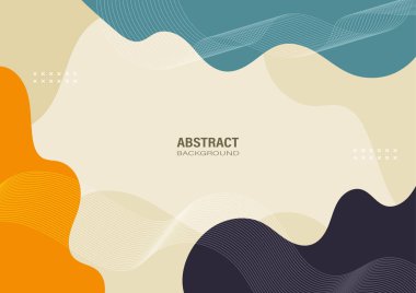 Beyaz dalga çizgisi ve eğrinin soyut arka planı yumuşak hareket ve renkli organik şekilli arka plan tasarım elemanlarına sahiptir. Vektör illüstrasyonu.