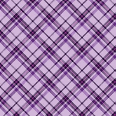 Seamless plaid pattern with dark purple, purple, and pink colors, accented with lines. The design consists of intersecting squares of stripes in purple tone, creating a classic tartan look.	