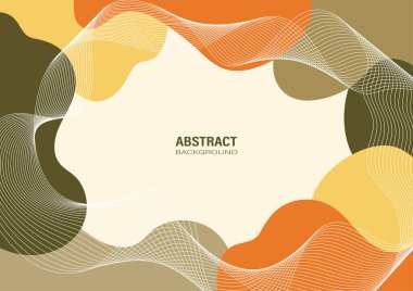 Toprak tonlarında akan organik şekillerle soyut arkaplan, turuncu, sarı ve yeşil tonlarda, dalgalı beyaz çizgiler tasarlıyor, hareketler ekliyor ve grafik tasarıma dinamik bir his katıyor..