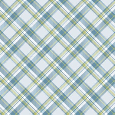 Seamless plaid fabric pattern in blue, white, and green with a classic checkered design, perfect for textiles, fashion, and home decor.