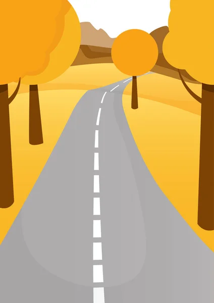 Route Automne Entre Les Orangers — Image vectorielle