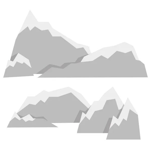 Ensemble Grandes Longues Montagnes Grises Avec Neige — Image vectorielle