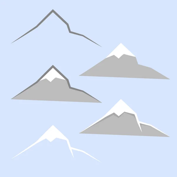 Ensemble Différentes Illustrations Montagnes Dans Différents Styles — Image vectorielle