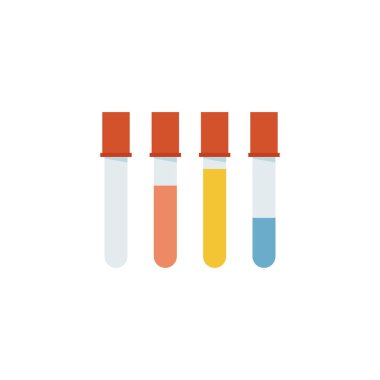 A set of small test tubes with caps and colored liquid inside