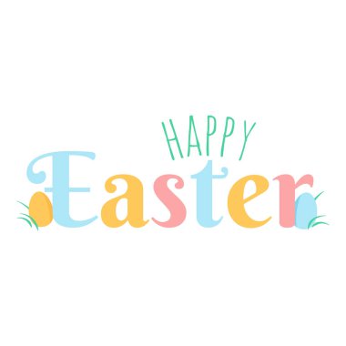 Lettering Happy Easter with eggs