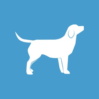 Mavi arka planda köpek logosu beyaz