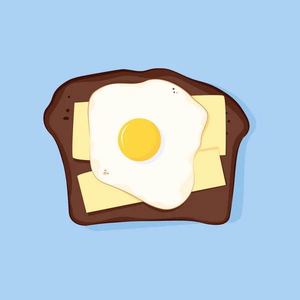 Fatia Pão Preto Com Ovo Frito Manteiga — Vetor de Stock
