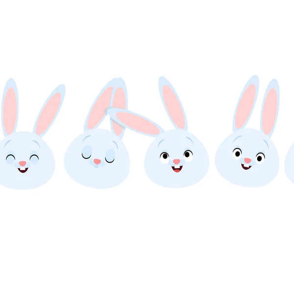 在无缝边界上的可爱蓝兔的鼻孔 — 图库矢量图片