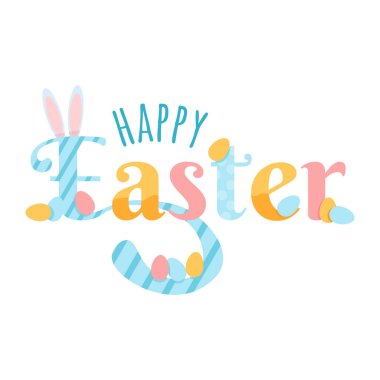 Çok renkli yazıtlar, yumurtalı mutlu Paskalyalar