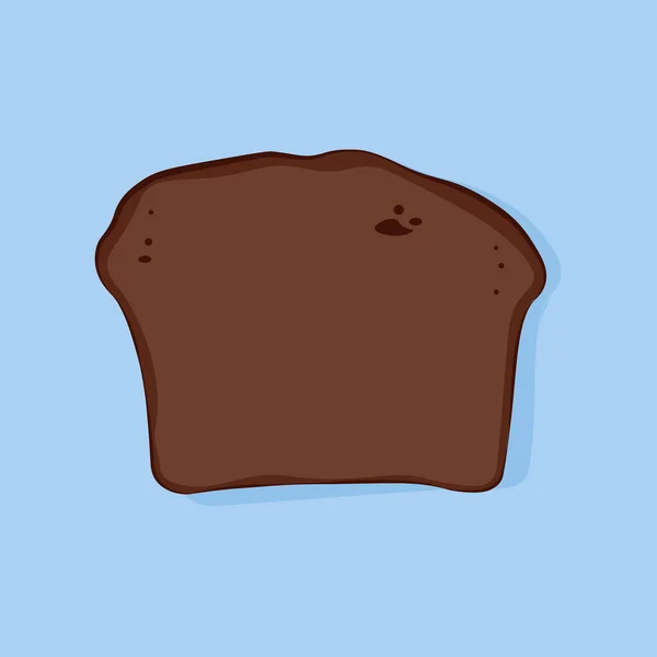Slice Black Baked Bread Blue Background — Stock Vector