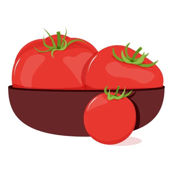 深褐色盘子里的红色西红柿 — 图库矢量图片