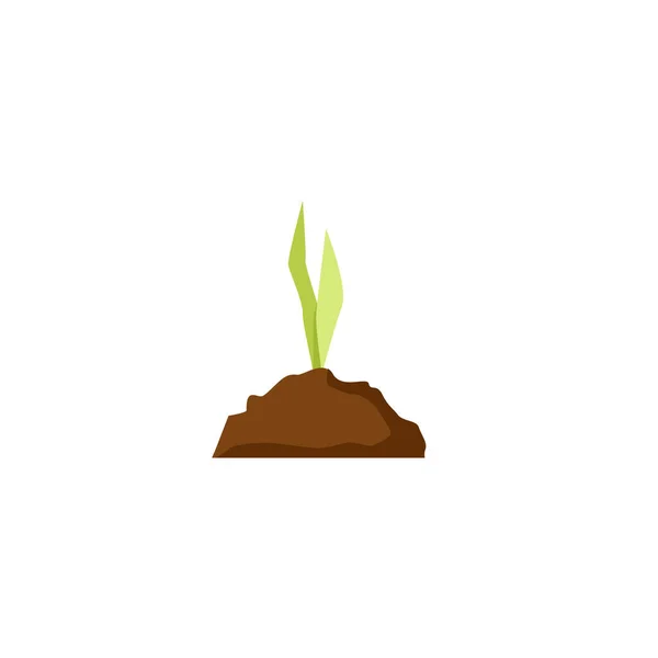 Piccolo Germoglio Tulipano Verde Mucchio Terra — Vettoriale Stock