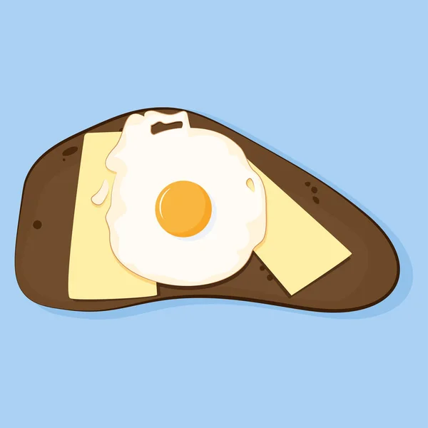 Bir Dilim Kahverengi Ekmek Tereyağı Sahanda Yumurta — Stok Vektör