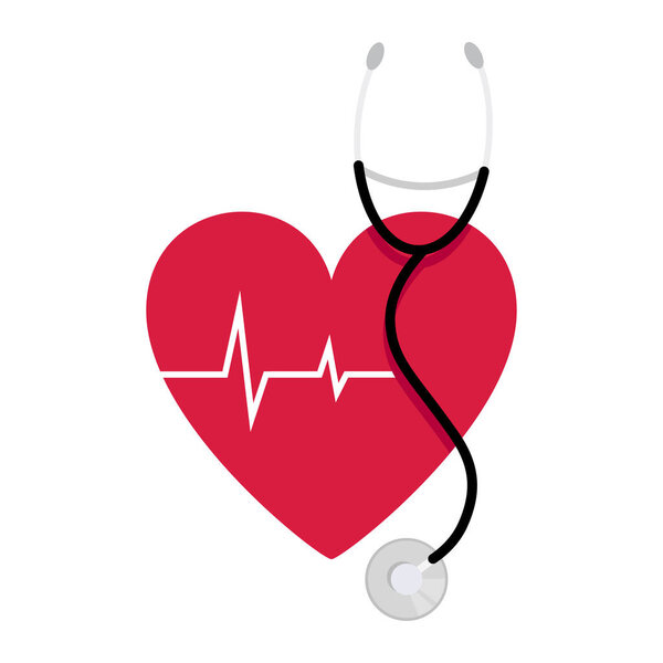 Red heart with stethoscope for world hypertension day
