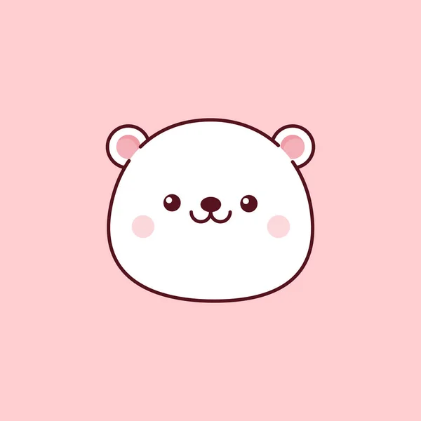 Testa Orso Polare Kawaii Sfondo Rosa — Vettoriale Stock