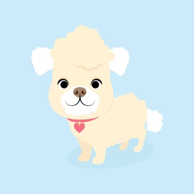 Şirin beyaz çizgi film kıvırcık kaniş