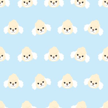 Mavi arka planda pürüzsüz desenli sevimli kaniş başı