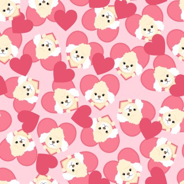 Sevgi dolu pembe, pürüzsüz beyaz kaniş deseni.