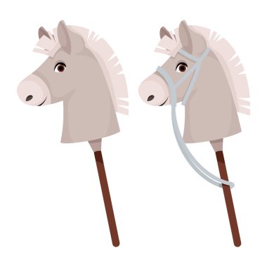 Horse heads on sticks for hobbyhorsing clipart
