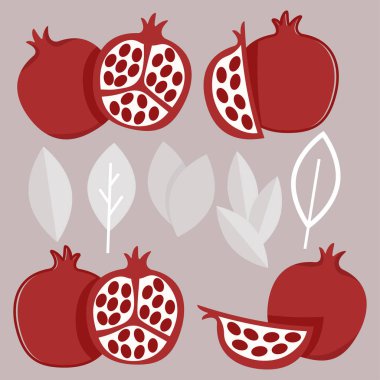 Kesik seti ve yapraklı nar.