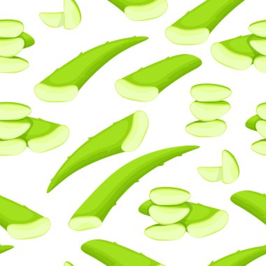Aloe vera yapraklarının beyaz arkaplanda kusursuz deseni