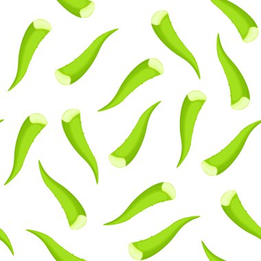 Beyaz arkaplanda yeşil aloe vera yapraklarının kusursuz deseni