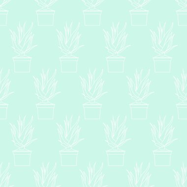 Taslak bitkilerin mavi pürüzsüz deseni Aloe vera