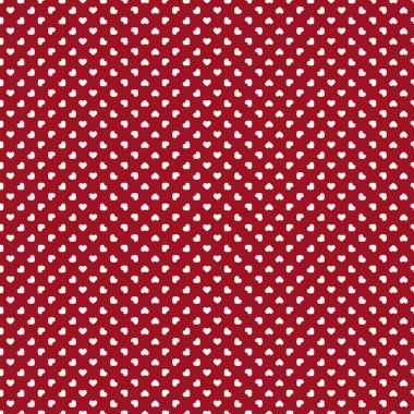 Kırmızı arka planda küçük beyaz kalplerin kusursuz deseni