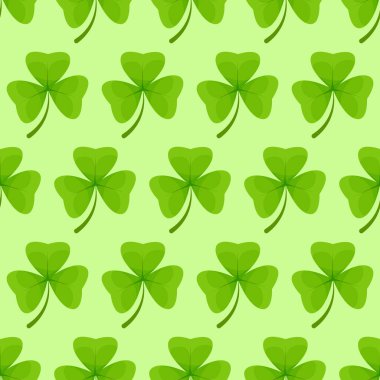 Bireysel yonca deseni, St. Patrick Günü için açık yeşil arka planda damalı bir desen oluşturur.