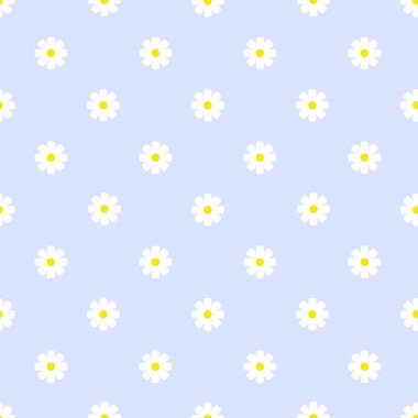 Pastel mavi arka planda küçük papatyaların kusursuz deseni