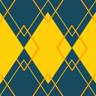 Babalar Günü için sarı bir zemin üzerinde geometrik sıralı mavi eşkenar dörtgenlerin kusursuz deseni