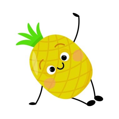 Komik ananas karakteri bir elinde duruyor.