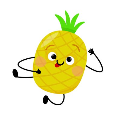 Gülümseyen sevimli komik ananas karakteri
